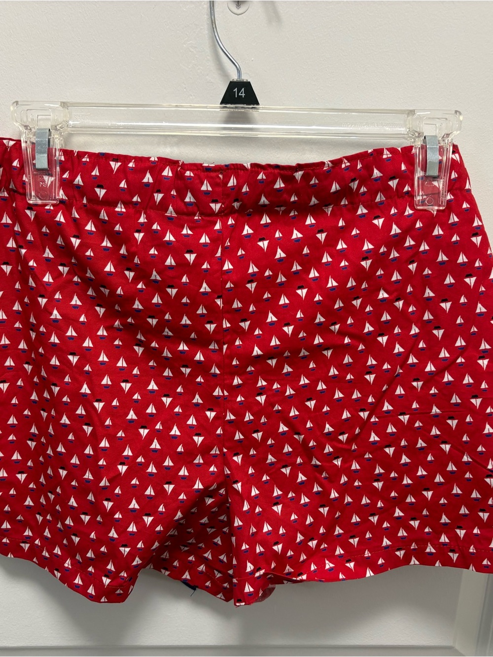 100% Organic Cotton Women’s Red Printed Shorts - Nautical Pattern